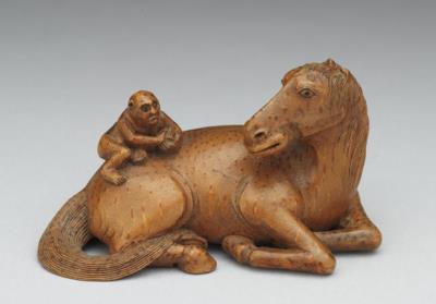 图片[2]-Carved bamboo root carving of a well-wishing horse and monkey, 18th century, Qing dynasty-China Archive